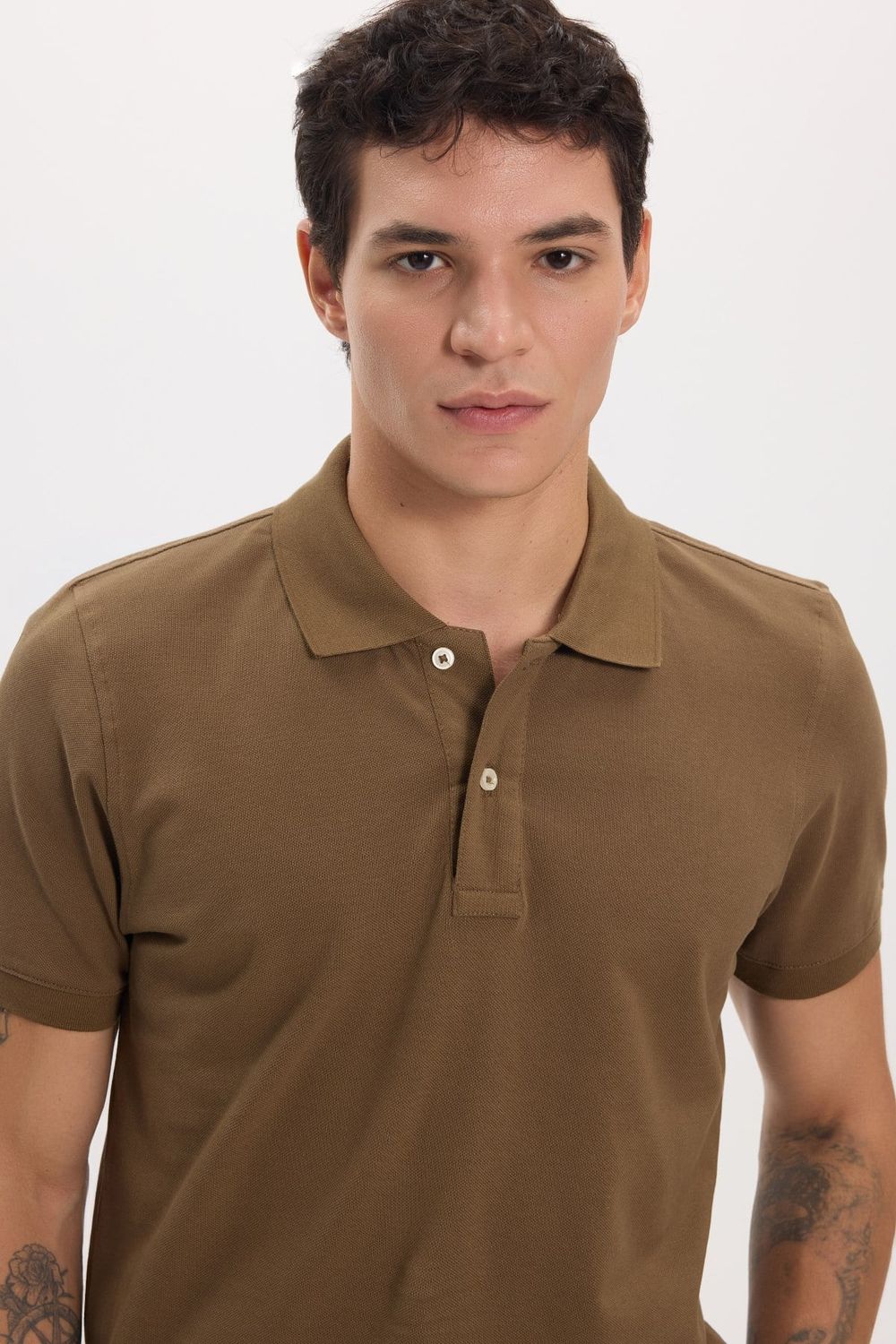 Erkek Slim Fit Dar Kesim Premium Seri %100 Pamuk Yumuşak Dokulu Merserize Kahverengi Polo Yaka Tişört 