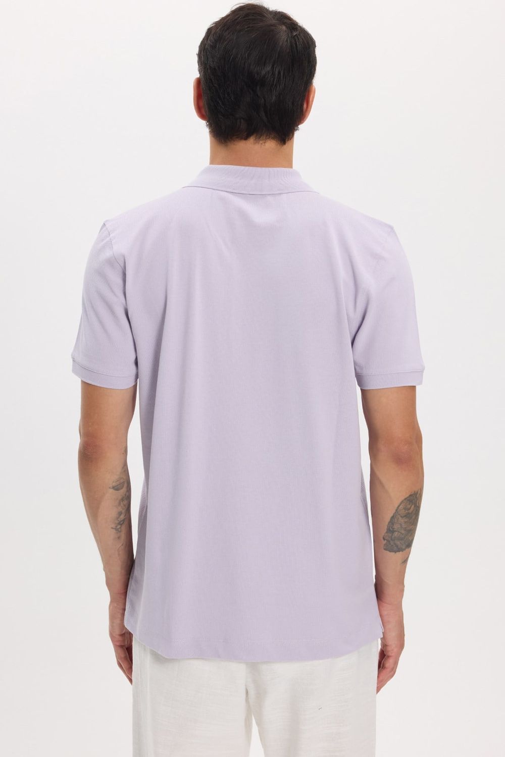 Erkek Slim Fit Dar Kesim Premium Seri %100 Pamuk Yumuşak Dokulu Merserize Lila Polo Yaka Tişört 