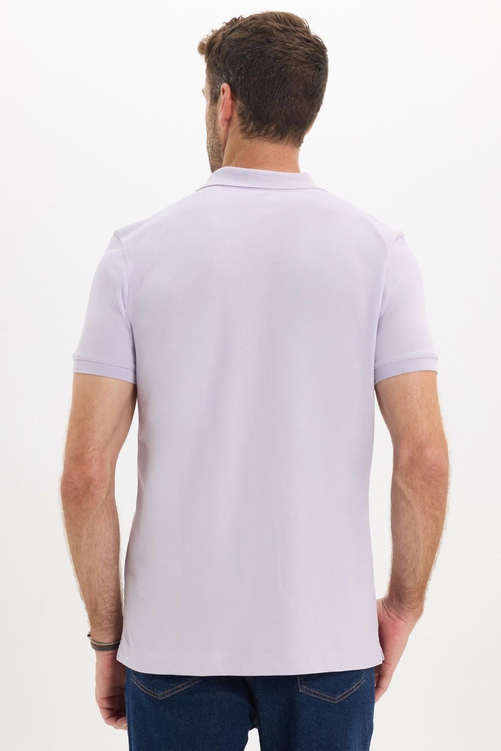Erkek Slim Fit Dar Kesim Premium Seri %100 Pamuk Yumuşak Dokulu Merserize Lila Polo Yaka Tişört 