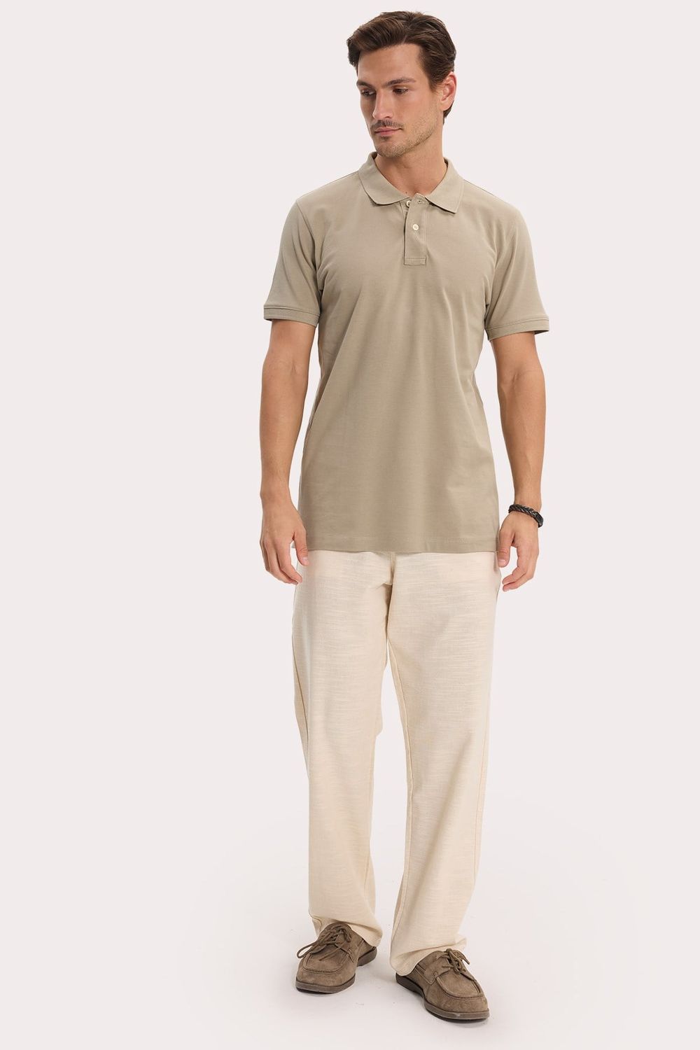Erkek Slim Fit Dar Kesim Premium Seri %100 Pamuk Yumuşak Dokulu Merserize Kahve Polo Yaka Tişört 