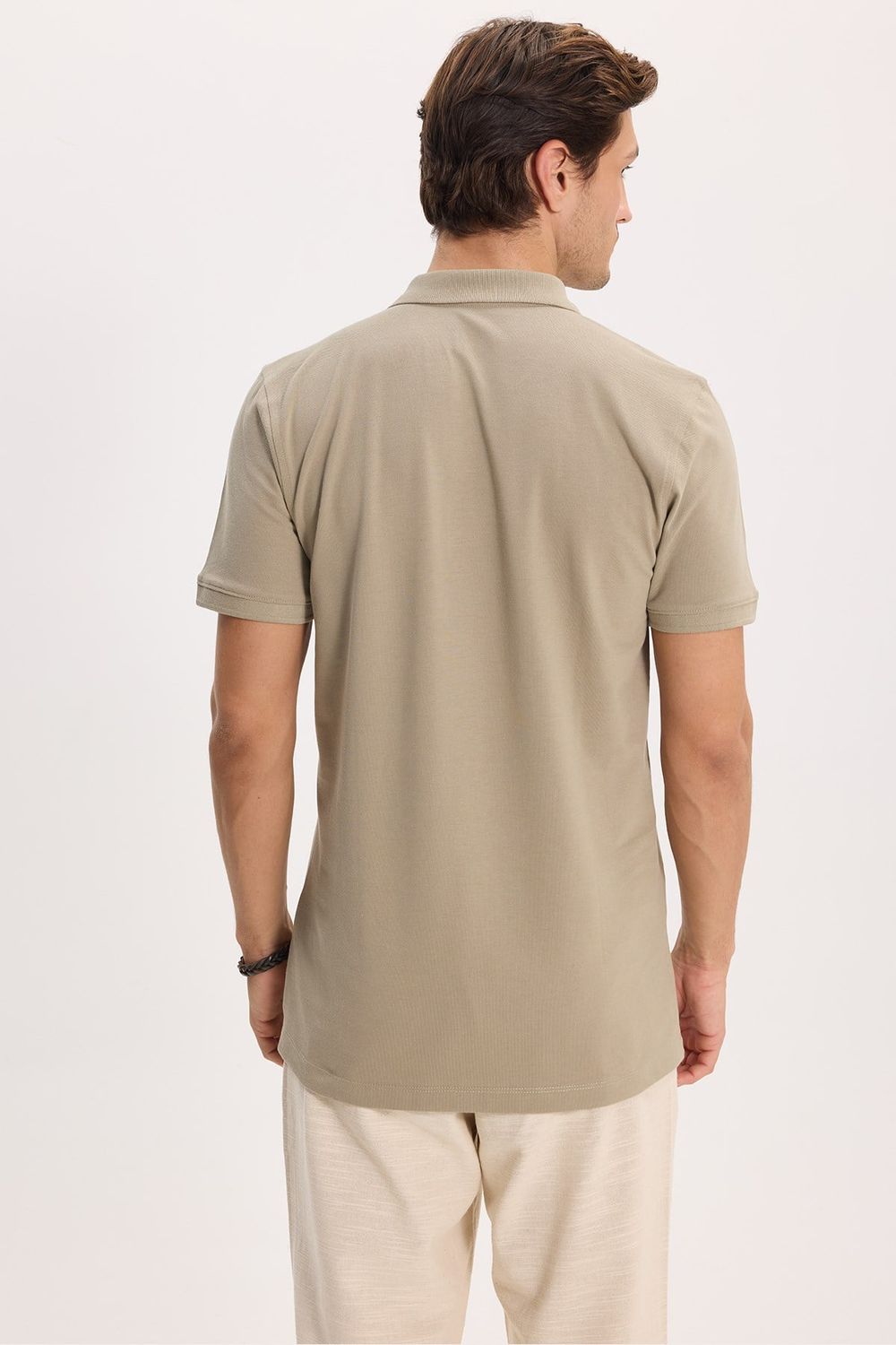 Erkek Slim Fit Dar Kesim Premium Seri %100 Pamuk Yumuşak Dokulu Merserize Kahve Polo Yaka Tişört 