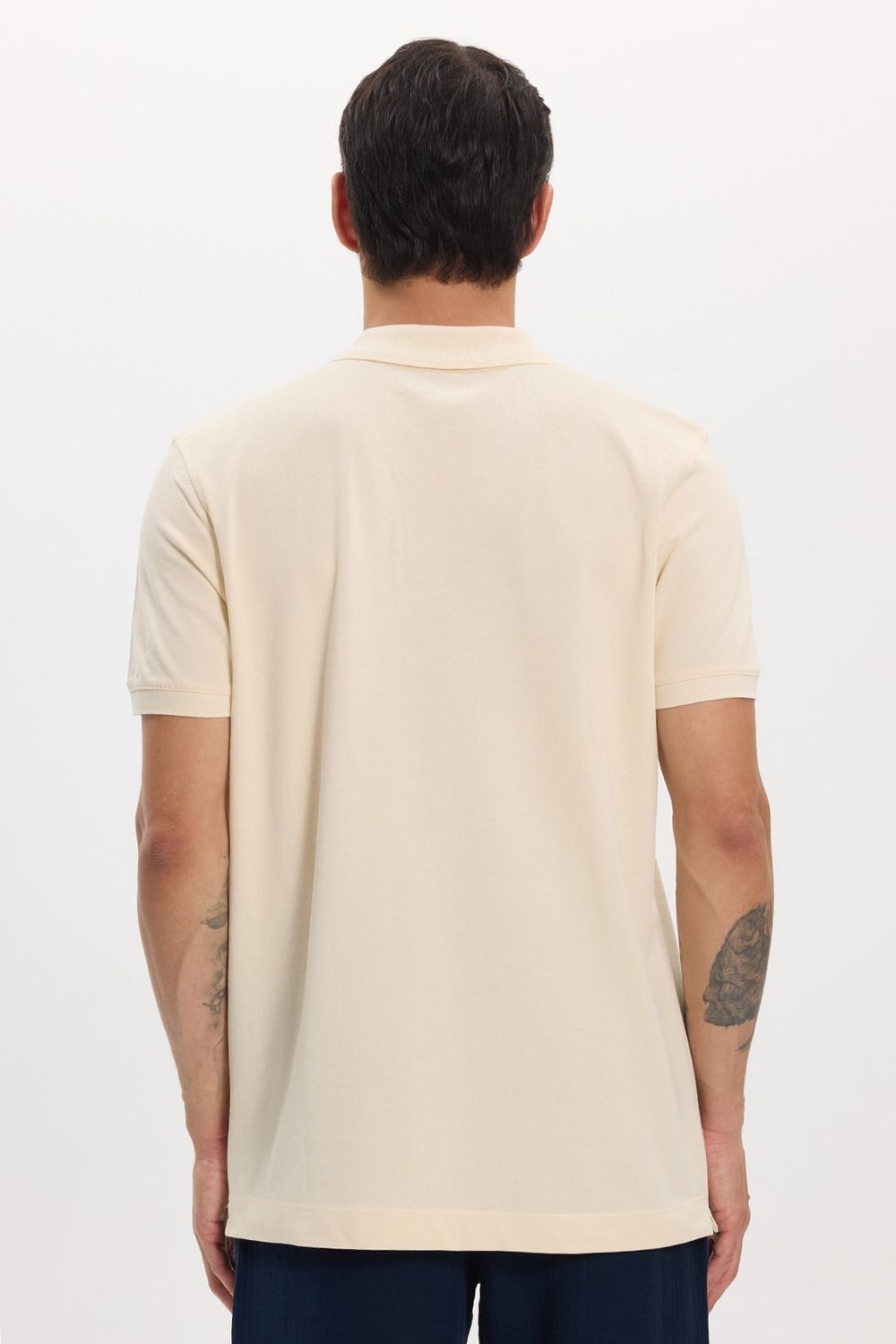 Erkek Slim Fit Dar Kesim Premium Seri %100 Pamuk Yumuşak Dokulu Merserize Bej Polo Yaka Tişört 