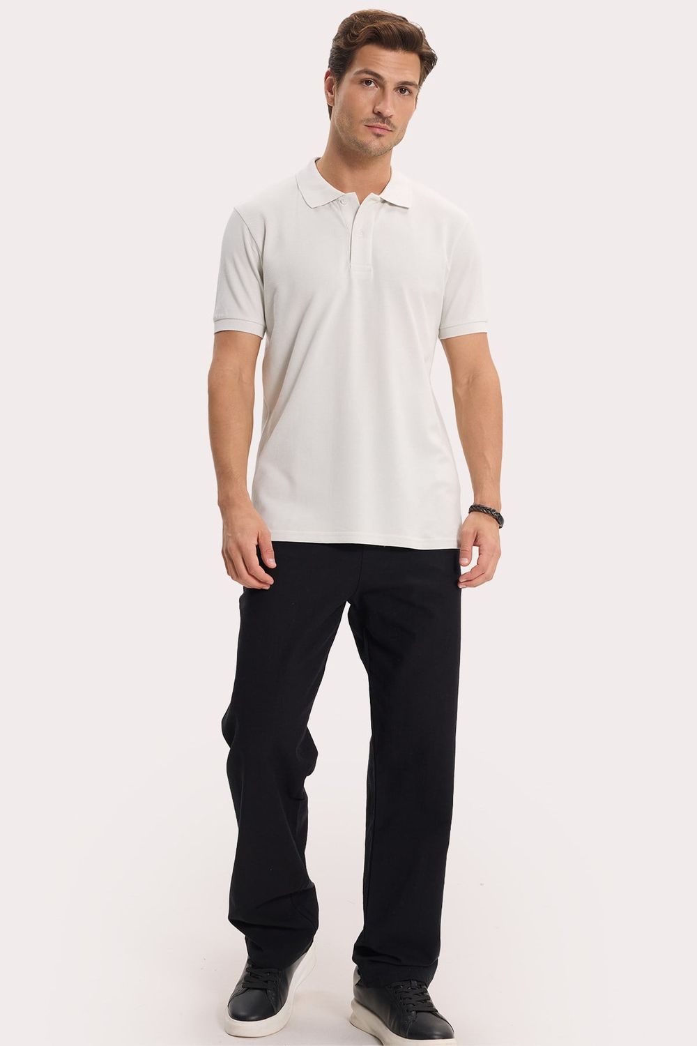 Erkek Slim Fit Dar Kesim %100 Pamuk Kısa Kollu Polo Yaka Yeşil Tişört