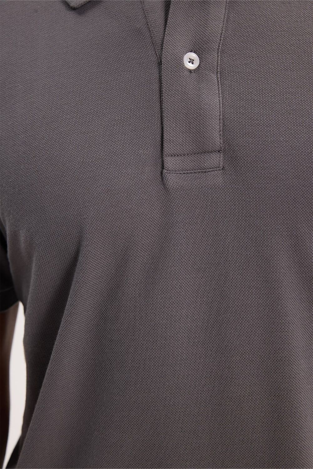 Erkek Slim Fit Dar Kesim %100 Pamuk Kısa Kollu Polo Yaka Antrasit Tişört