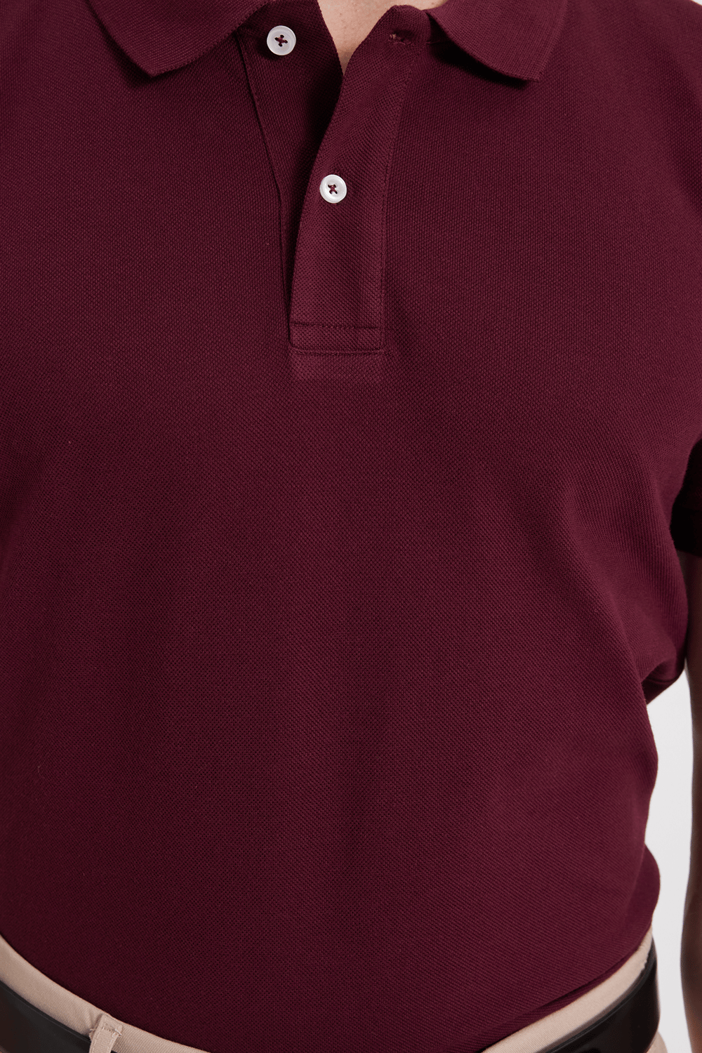 Erkek Slim Fit Dar Kesim %100 Pamuk Bordo Polo Yaka Tişört