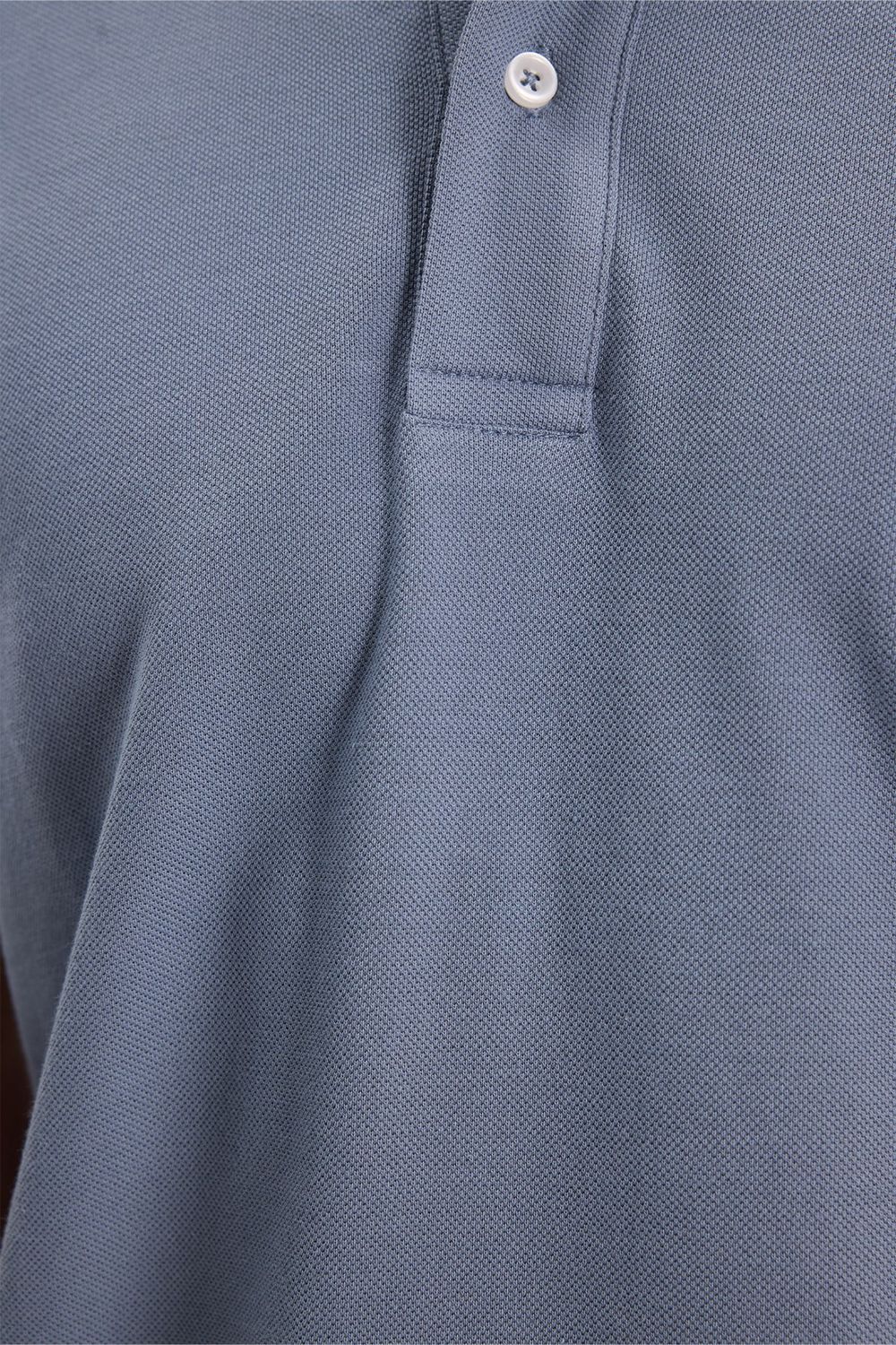 Erkek Slim Fit Dar Kesim %100 Pamuk Kısa Kollu Polo Yaka İndigo Tişört