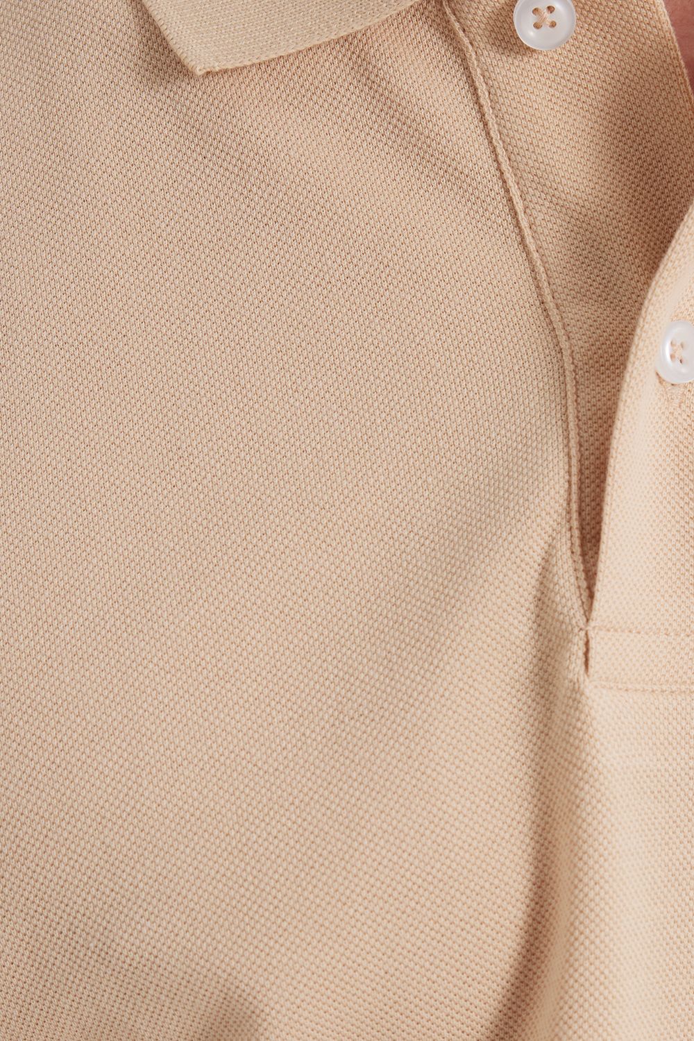 Erkek Slim Fit Dar Kesim %100 Pamuk Bej Polo Yaka Tişört