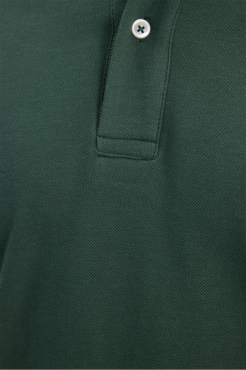 Erkek Slim Fit Dar Kesim %100 Pamuk Kısa Kollu Polo Yaka Haki Tişört