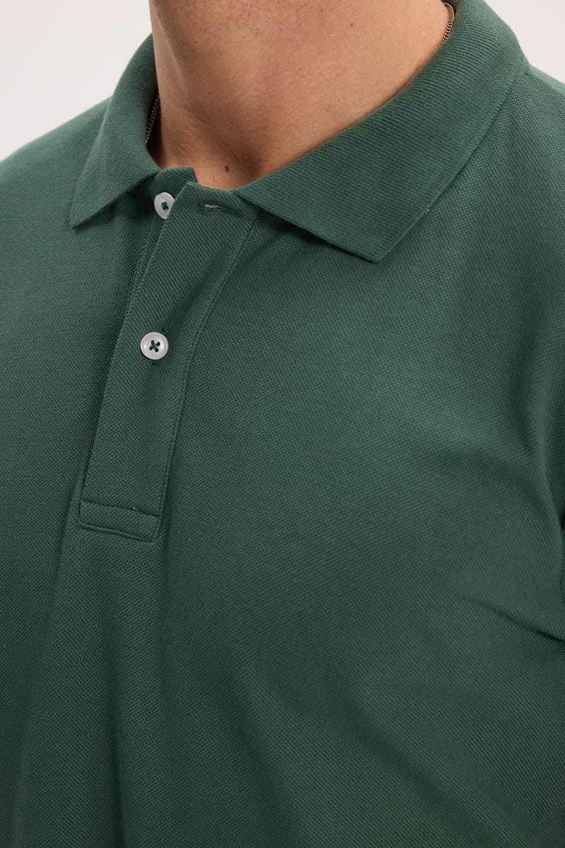 Erkek Slim Fit Dar Kesim %100 Pamuk Kısa Kollu Polo Yaka Haki Tişört