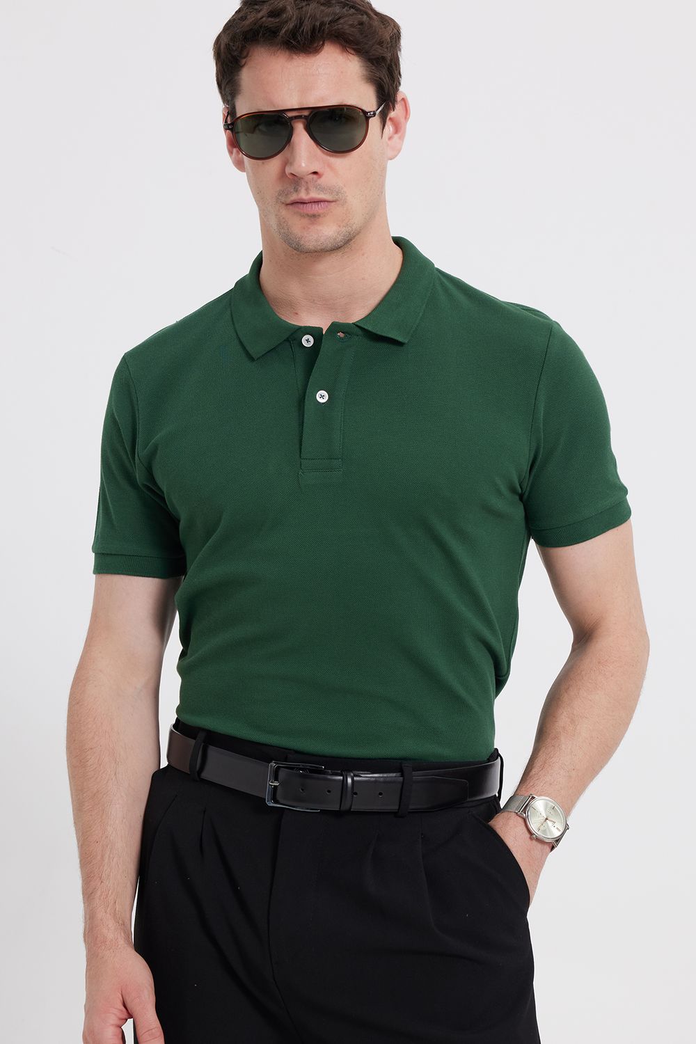 SLIM FIT PLAIN PIQUE T-SHIRT 25/26  TİŞÖRT
