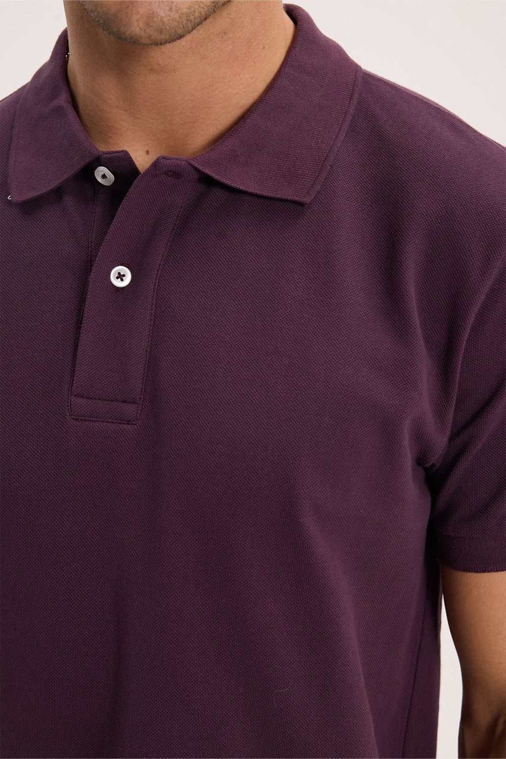 Erkek Slim Fit Dar Kesim %100 Pamuk Kısa Kollu Polo Yaka Mor Tişört