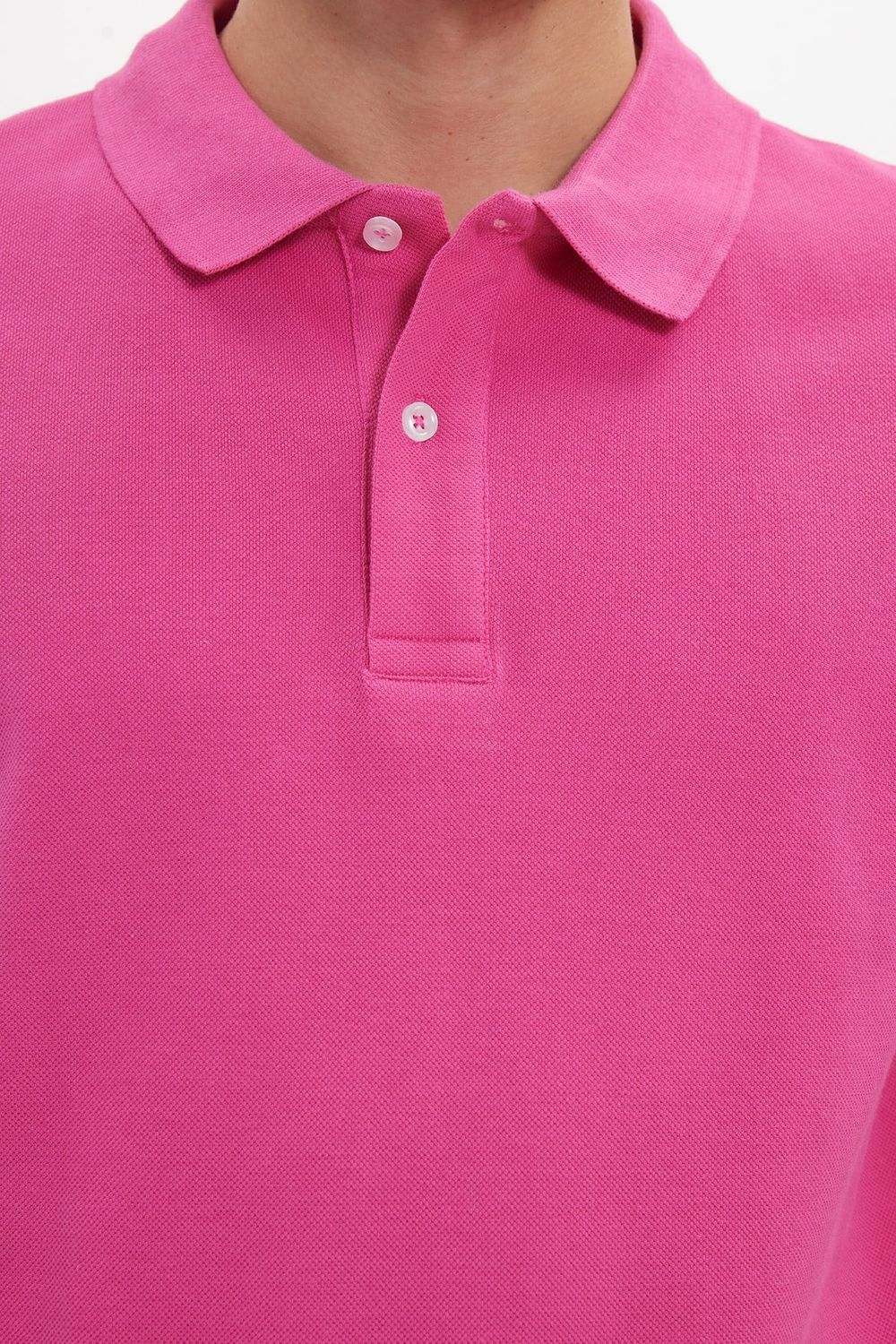 Erkek Slim Fit Dar Kesim %100 Pamuk Kısa Kollu Polo Yaka Pembe Tişört