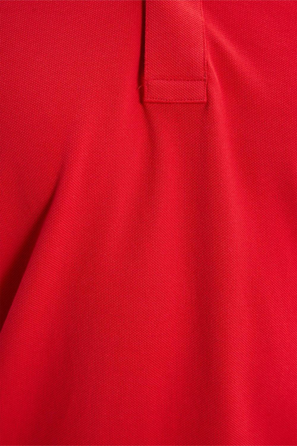 Erkek Slim Fit Dar Kesim %100 Pamuk Kısa Kollu Polo Yaka Kırmızı Tişört