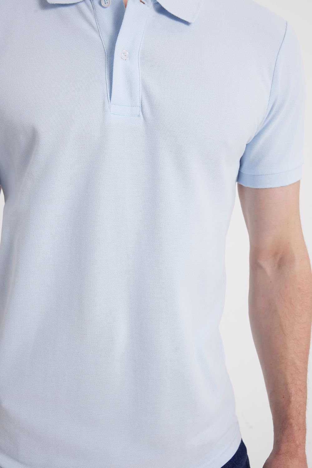 Erkek Slim Fit Dar Kesim %100 Pamuk Turkuaz Polo Yaka Tişört