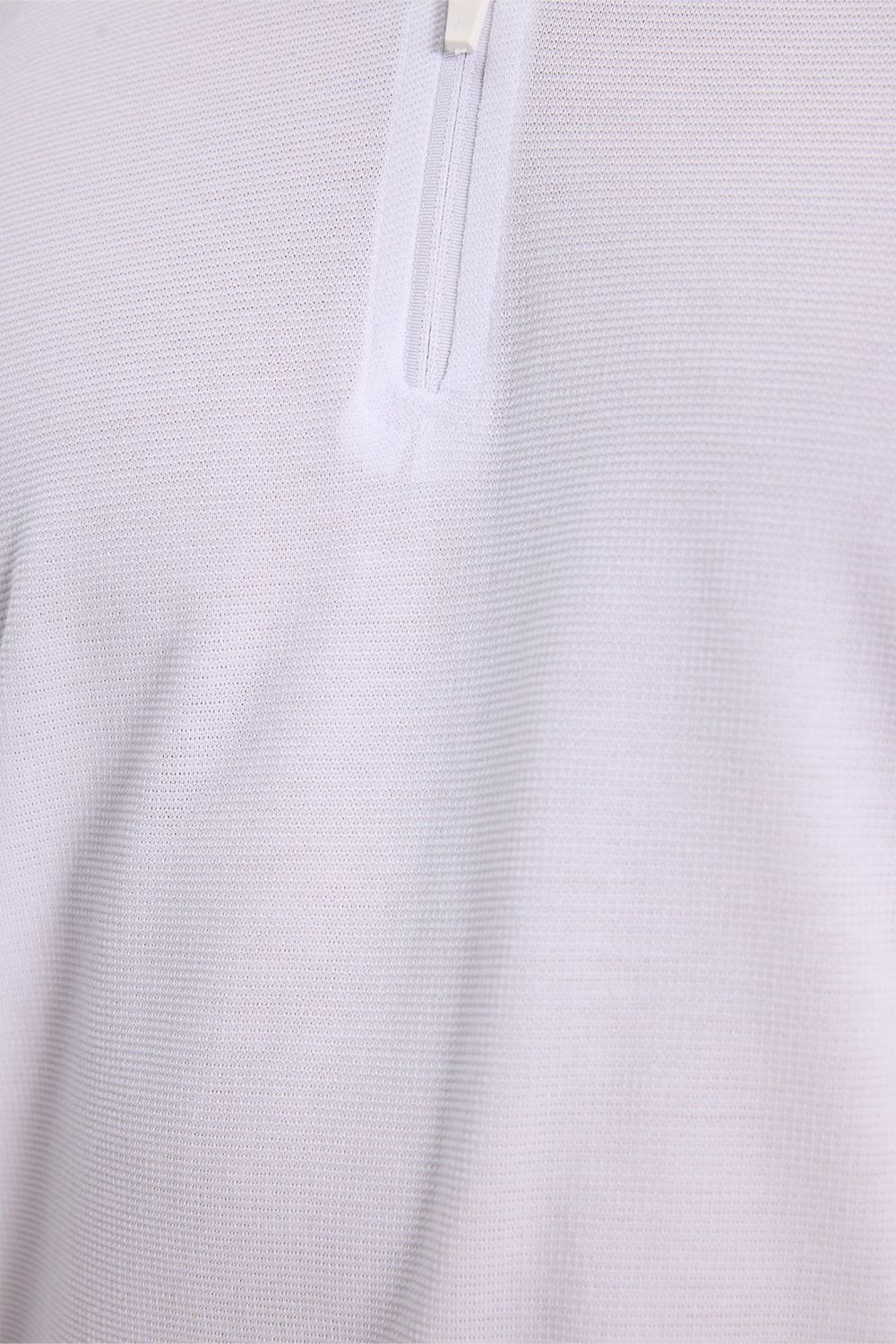 Erkek Slim Fit Dar Kesim %100 Pamuk Jakarlı Düz Yaka ve Kol Detaylı Beyaz Polo Yaka Tişört