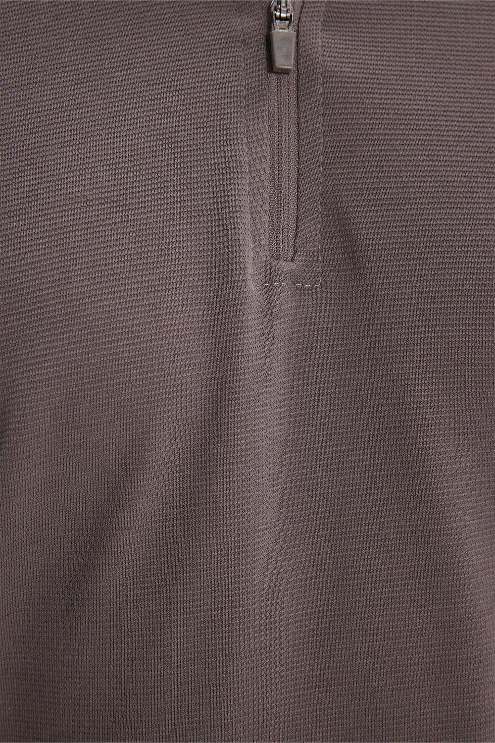 Erkek Slim Fit Dar Kesim %100 Pamuk Jakarlı Düz Yaka ve Kol Detaylı Gri Polo Yaka Tişört