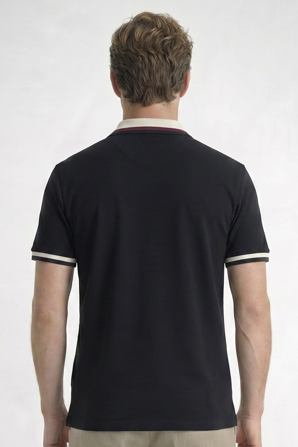 Erkek Slim Fit Dar Kesim %100 Pamuk Kısa Kollu Yarım Fermuarlı Siyah Polo Yaka Tişört