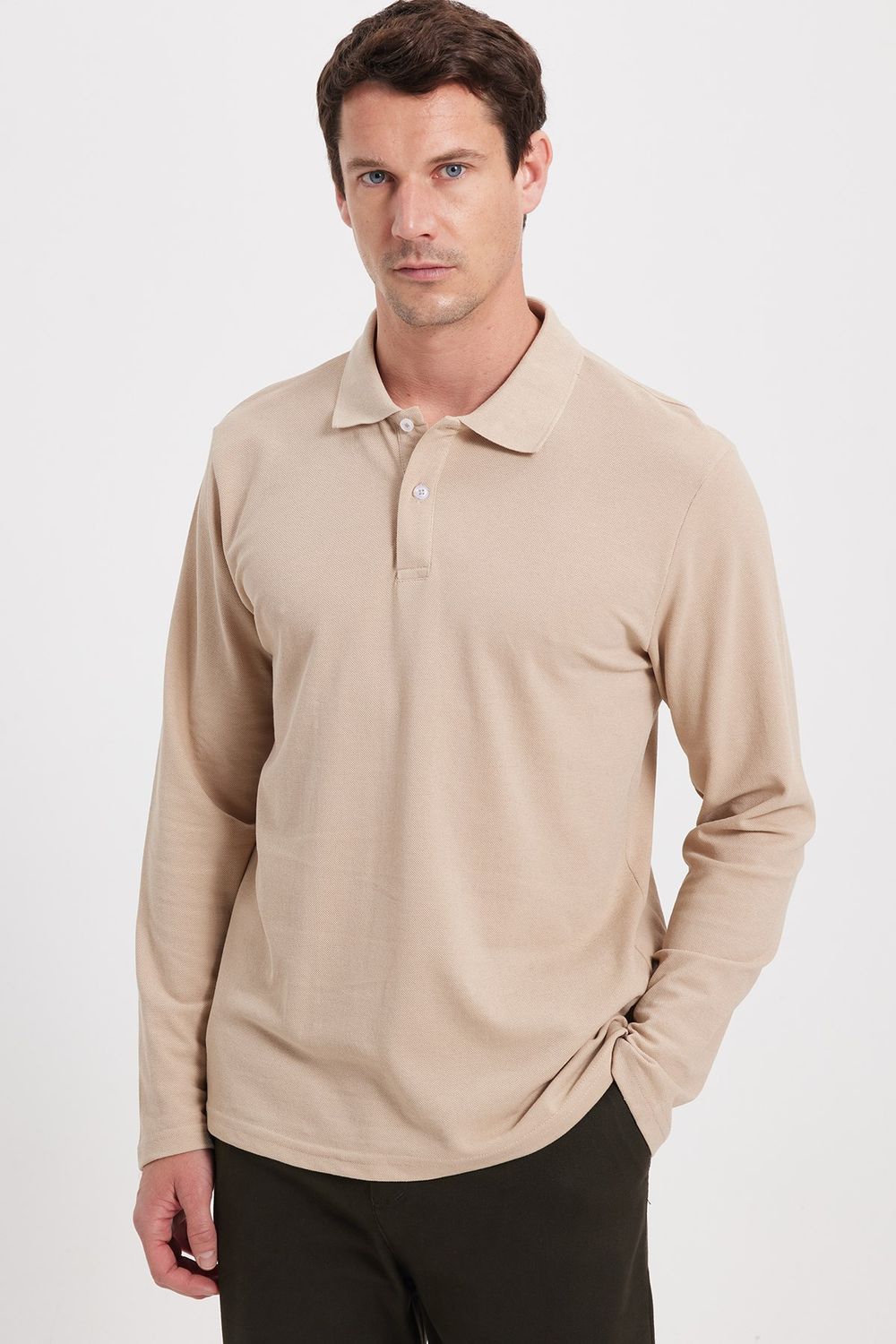 THREE PIECES SLIM FIT LONG SLV  PLAIN PIQUE
