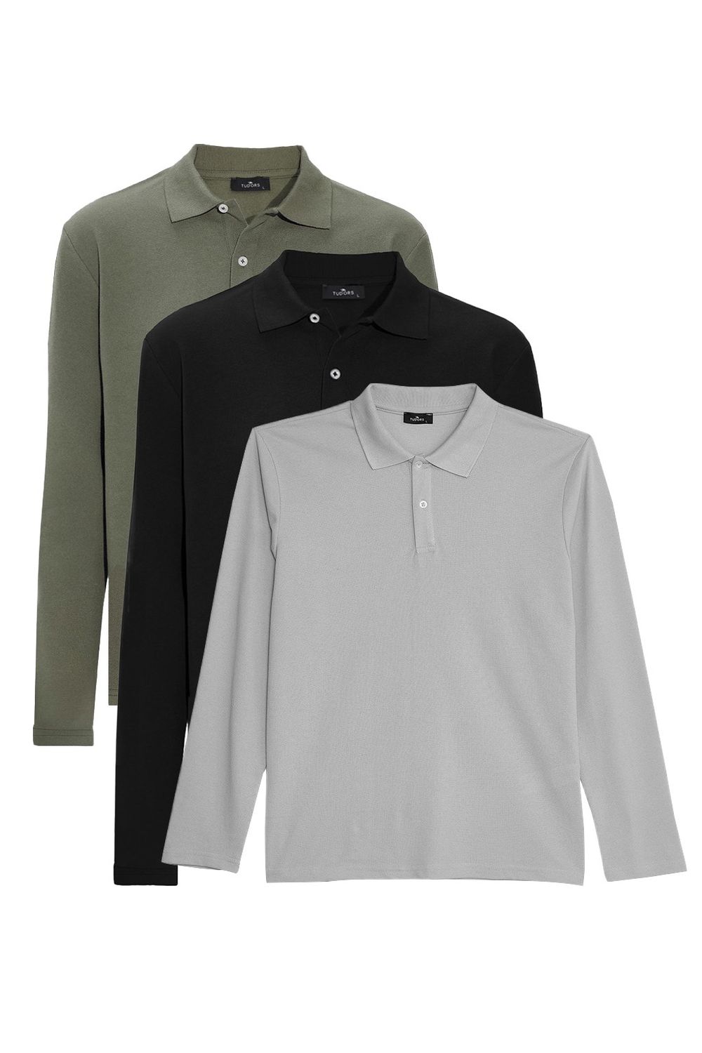 THREE PIECES SLIM FIT LONG SLV  PLAIN PIQUE