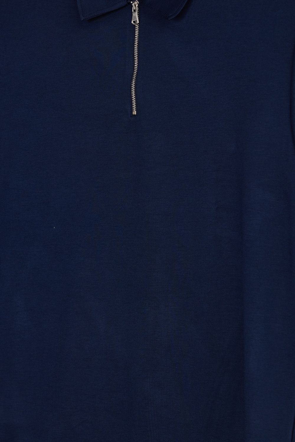 Erkek Slım Fit Dar Kesim Ekstra Soft Modal Kumaş Kısa Kollu Yarım Fermuarlı Lacivert Polo Yaka Tişört