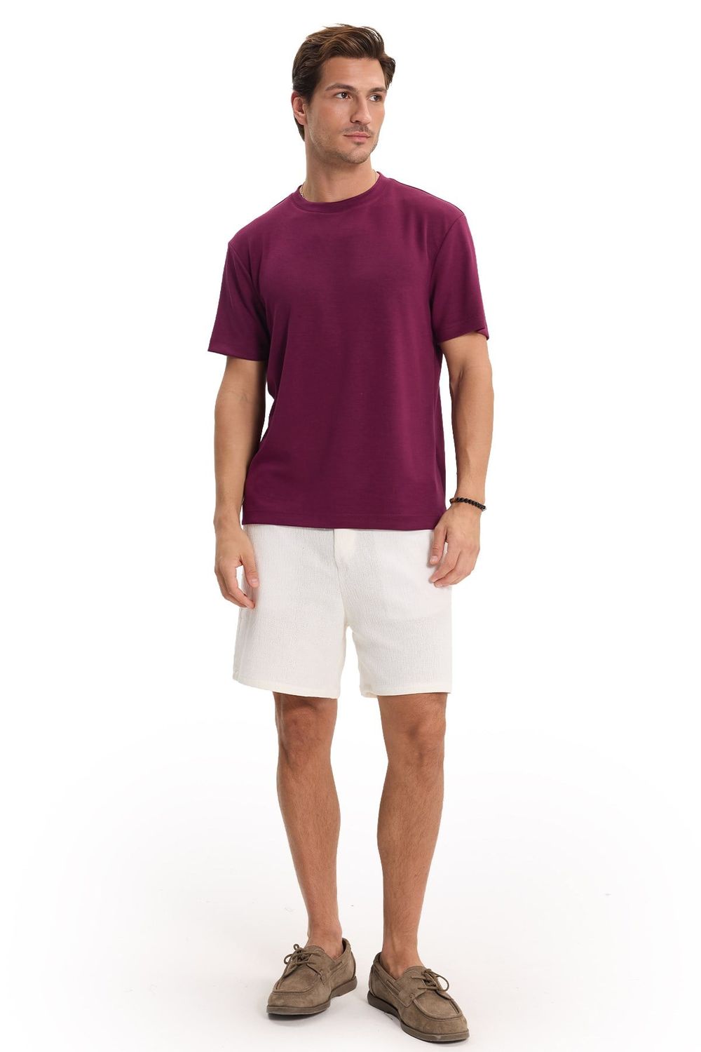 Erkek Regular Fit Rahat Kesim Ekstra Soft Modal Kumaş Bisiklet Yaka Kısa Kollu Bordo Tişört