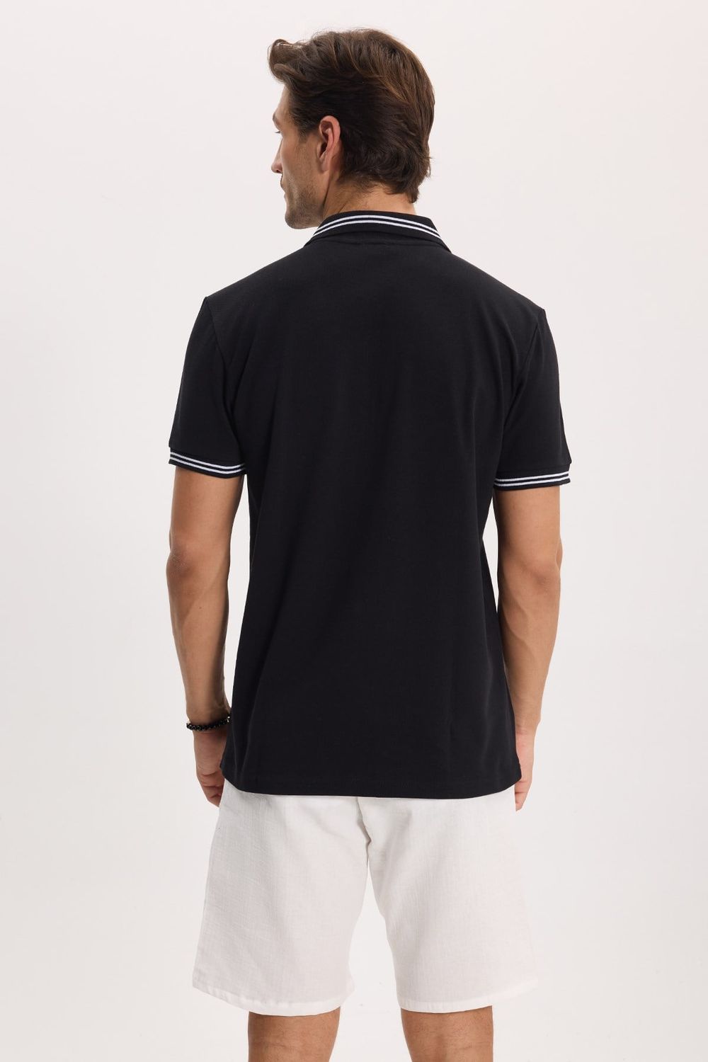 SLIM FIT T-SHIRT PIQUE ZIPPER COLLAR STRONG  TİŞÖRT