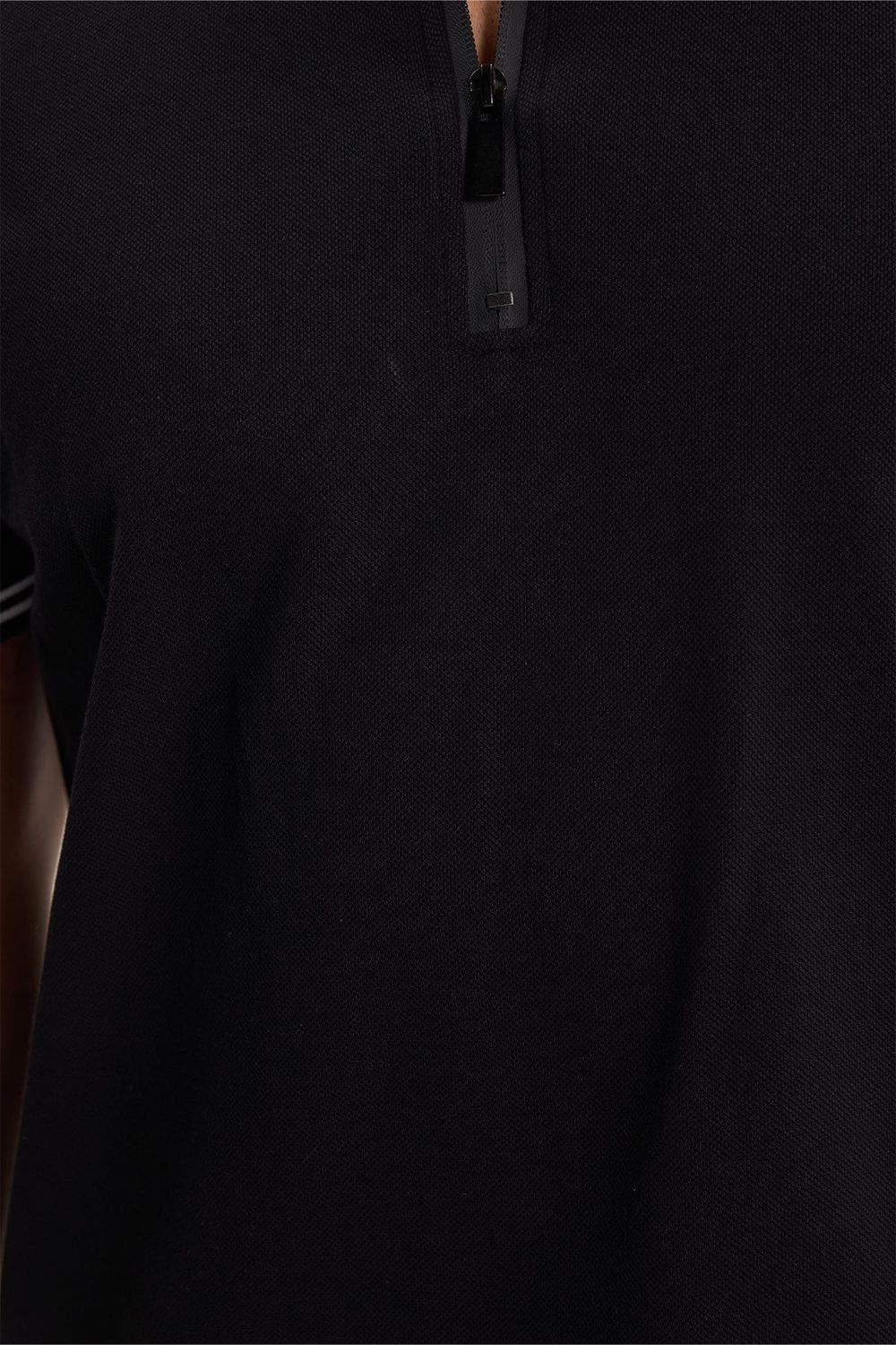 SLIM FIT T-SHIRT PIQUE ZIPPER COLLAR STRONG  TİŞÖRT