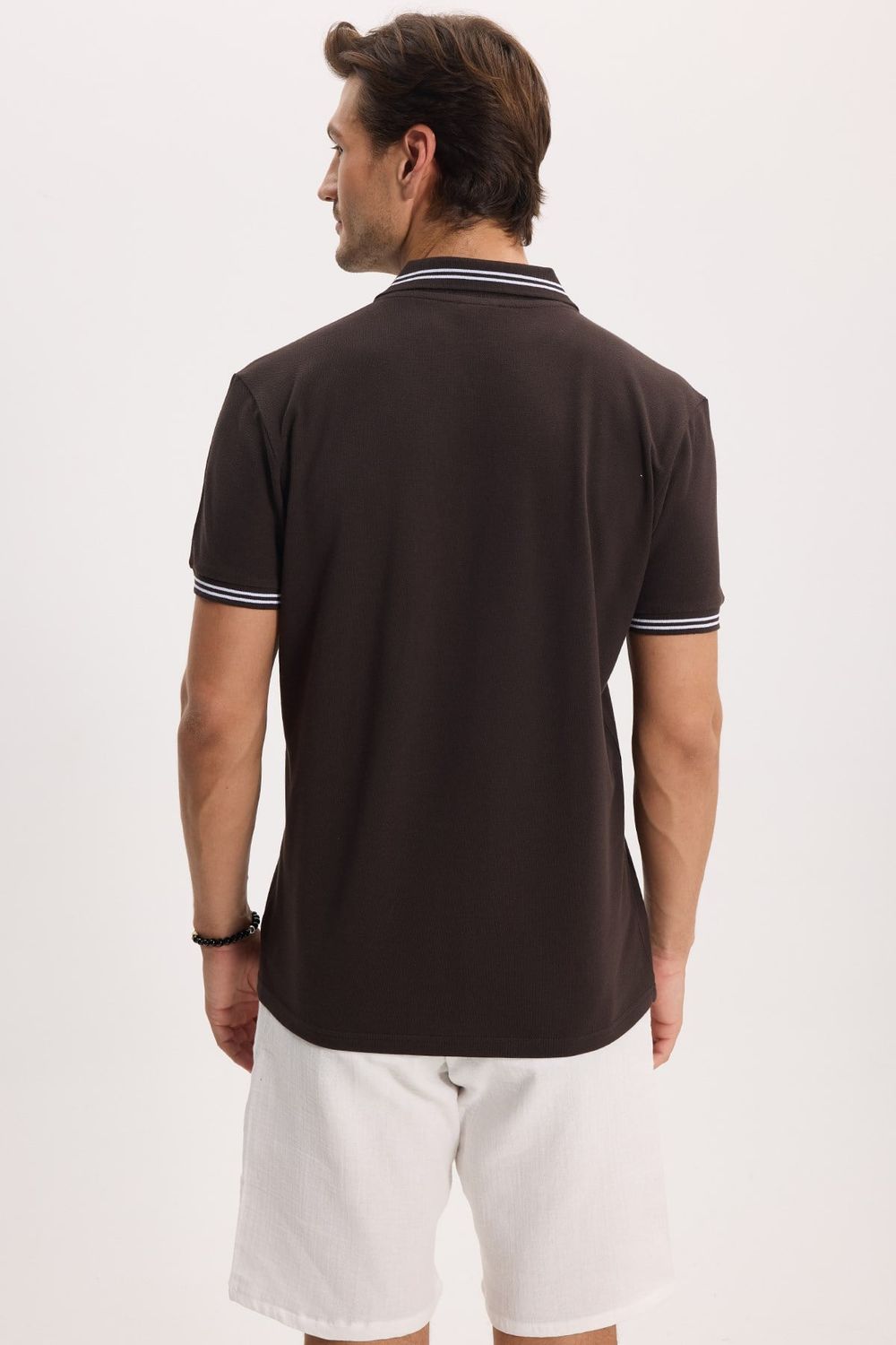 SLIM FIT T-SHIRT PIQUE ZIPPER COLLAR STRONG  TİŞÖRT