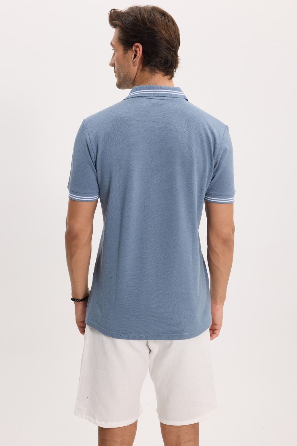 SLIM FIT T-SHIRT PIQUE ZIPPER COLLAR STRONG  TİŞÖRT