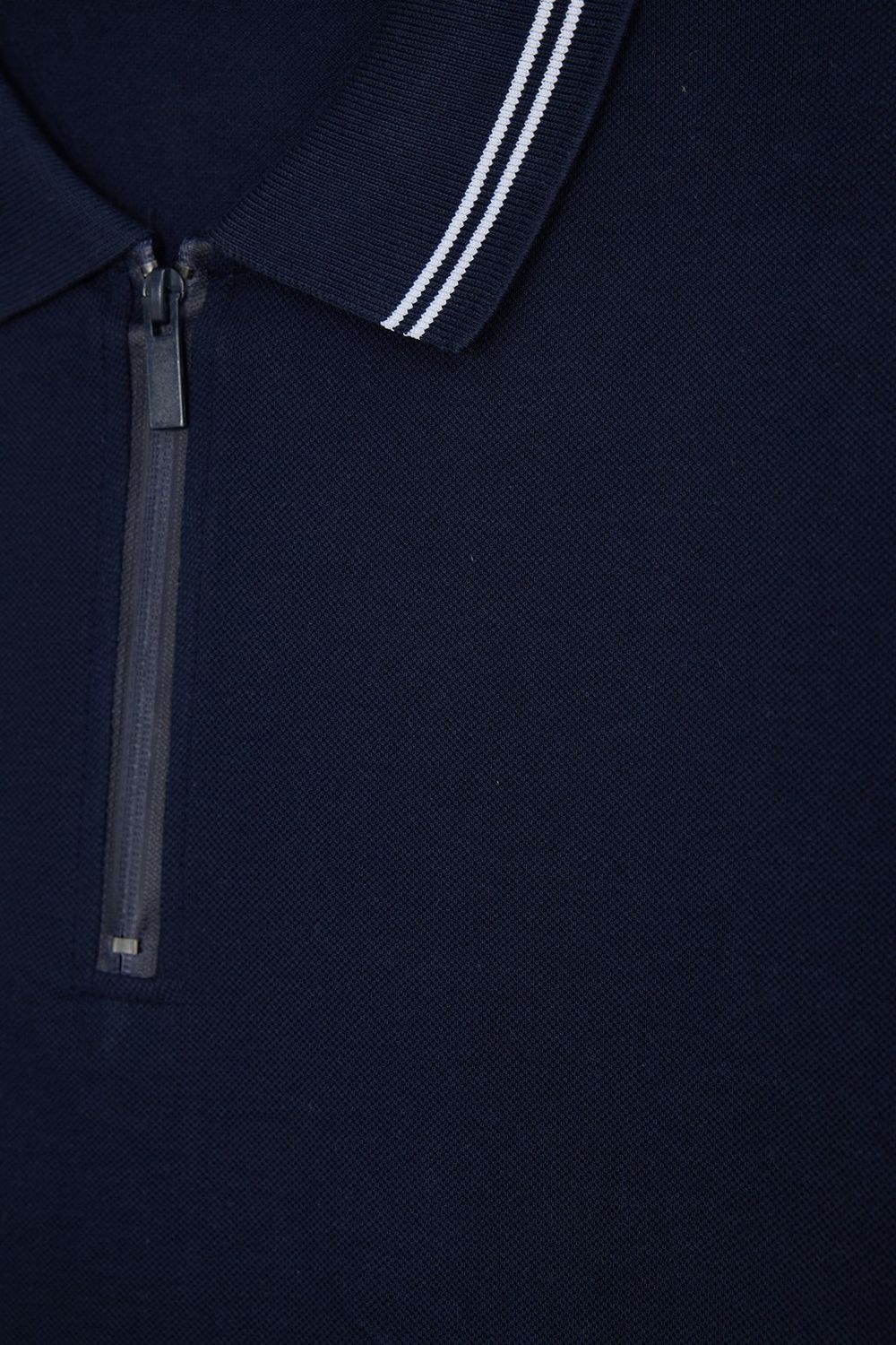 SLIM FIT T-SHIRT PIQUE ZIPPER COLLAR STRONG  TİŞÖRT