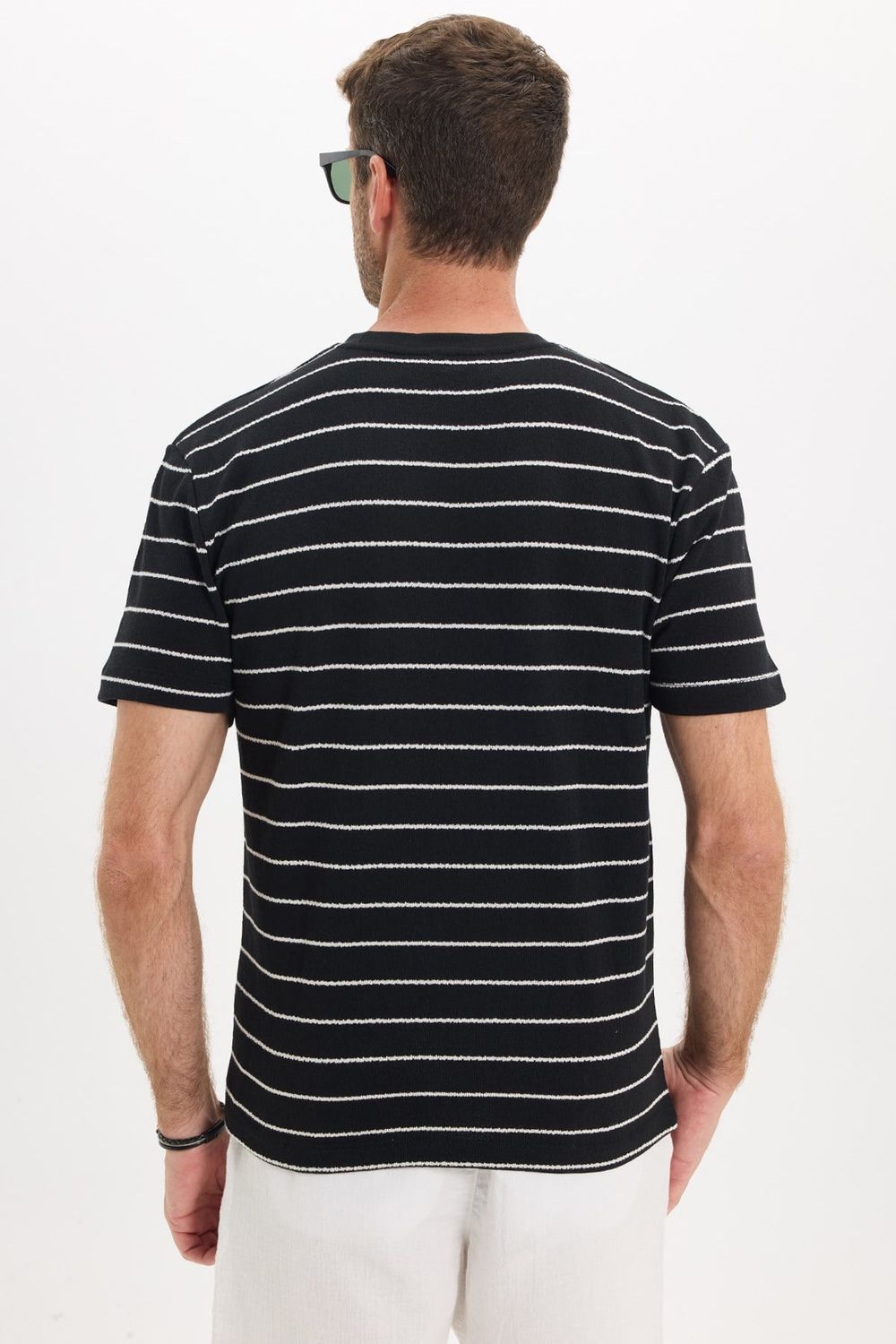 REGULAR FIT SHORT SLV STRIPE JACGUARD CREW NECK RODRI T-SHIRT