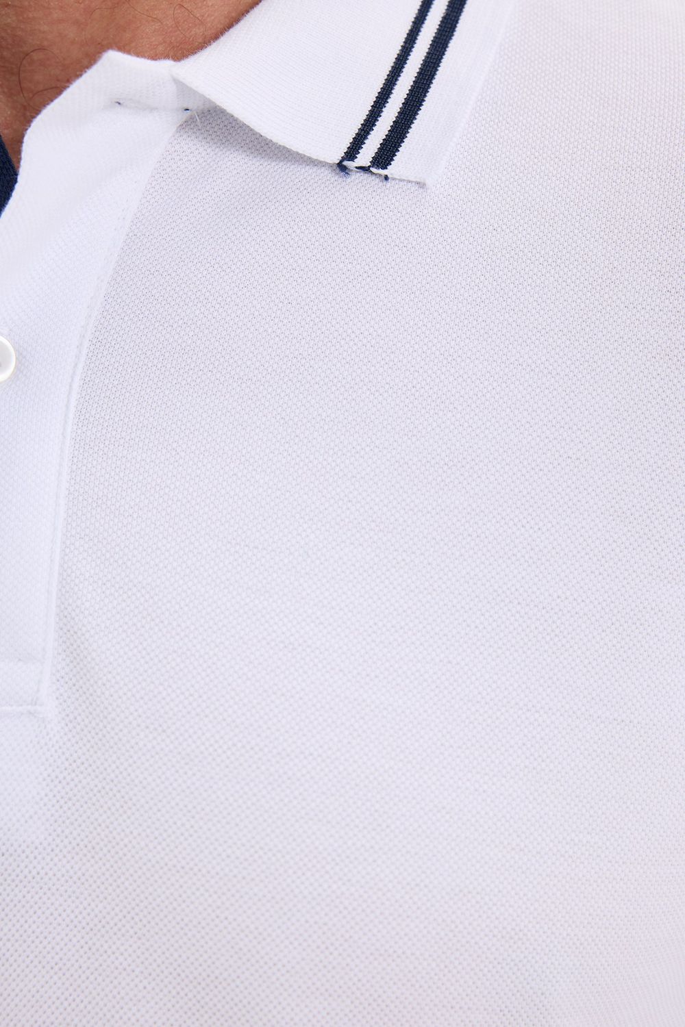 Erkek Slim Fit Dar Kesim %100 Pamuk Uzun Kollu Beyaz Polo Yaka Tişört