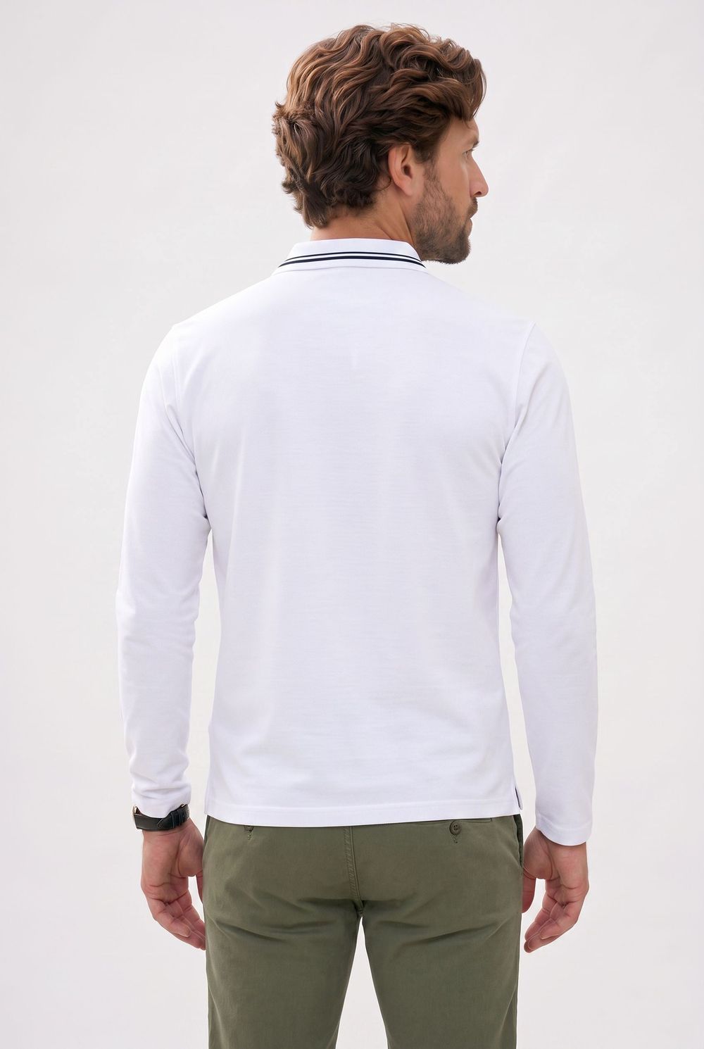 SLIM FIT LONG SLV PIQUE T-SHIRT MANE