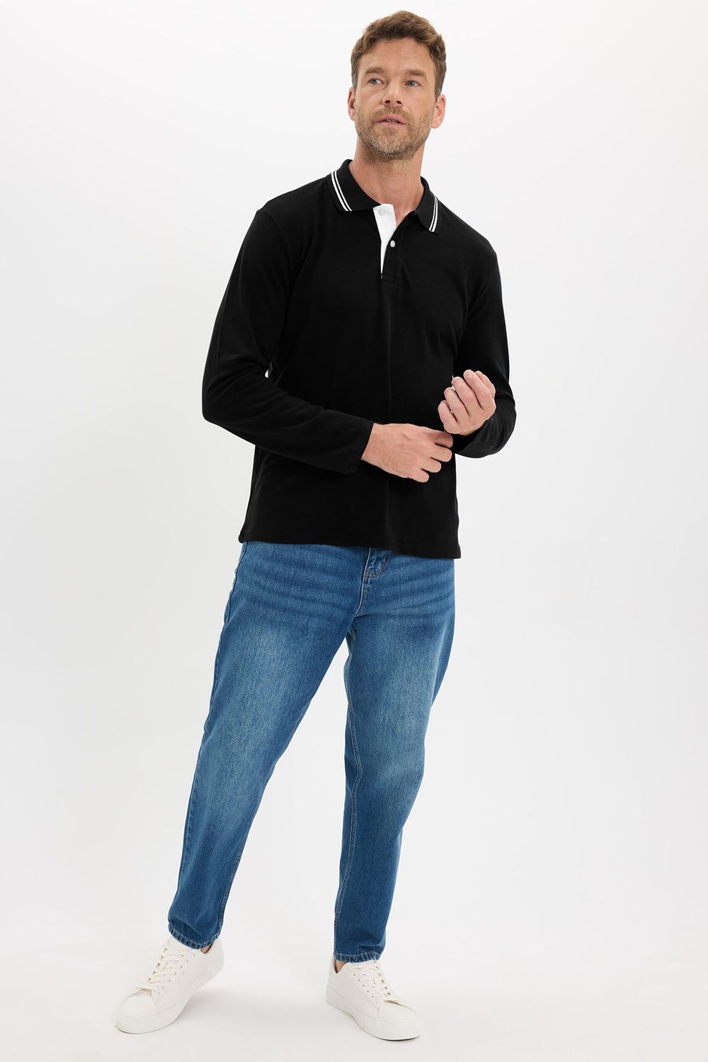 SLIM FIT LONG SLV PIQUE T-SHIRT MANE