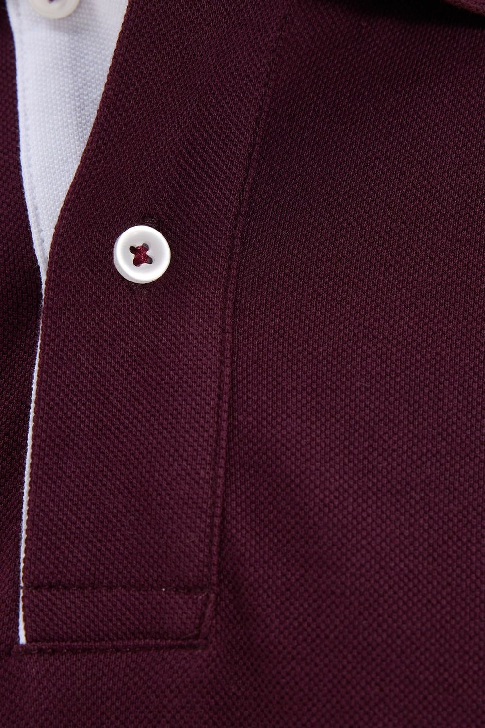Erkek Slim Fit Dar Kesim %100 Pamuk Uzun Kollu Bordo Polo Yaka Tişört
