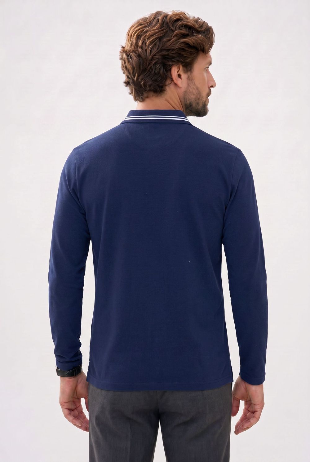 SLIM FIT LONG SLV PIQUE T-SHIRT MANE