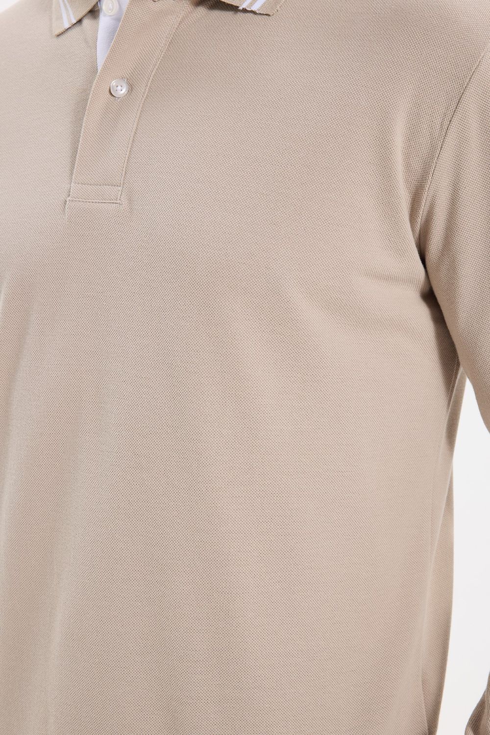 Erkek Slim Fit Dar Kesim %100 Pamuk Uzun Kollu Taş Polo Yaka Tişört