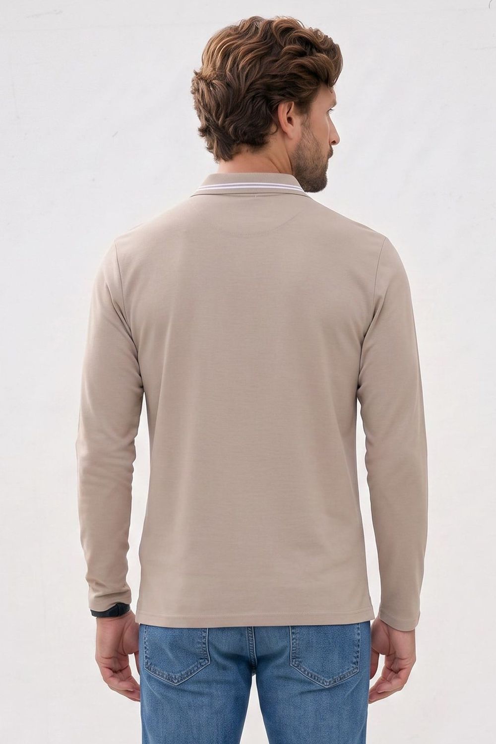 SLIM FIT LONG SLV PIQUE T-SHIRT MANE