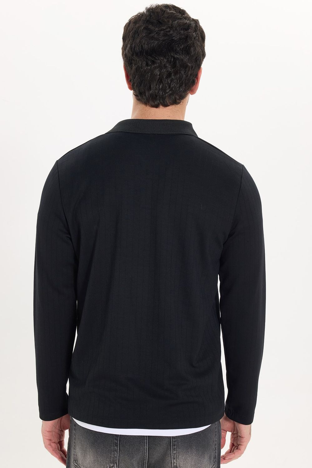 SLIM FIT LONG SLV STRIPED POLO COLLAR  T-SHIRT OYS