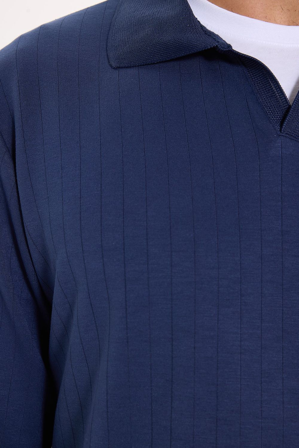 SLIM FIT LONG SLV STRIPED POLO COLLAR  T-SHIRT OYS