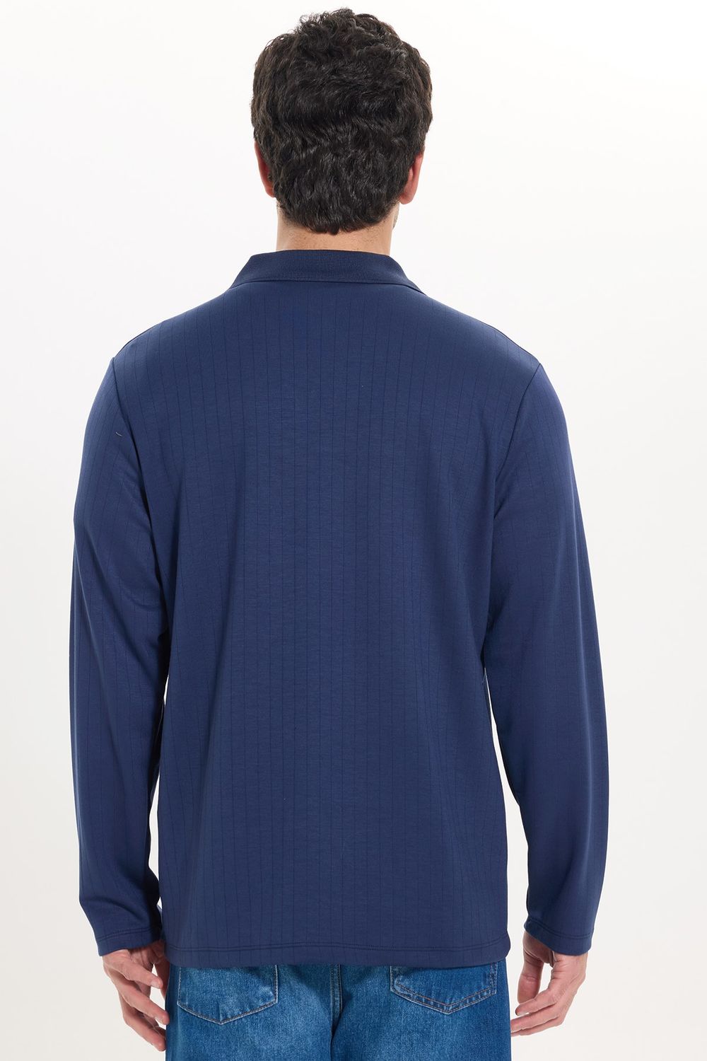 SLIM FIT LONG SLV STRIPED POLO COLLAR  T-SHIRT OYS