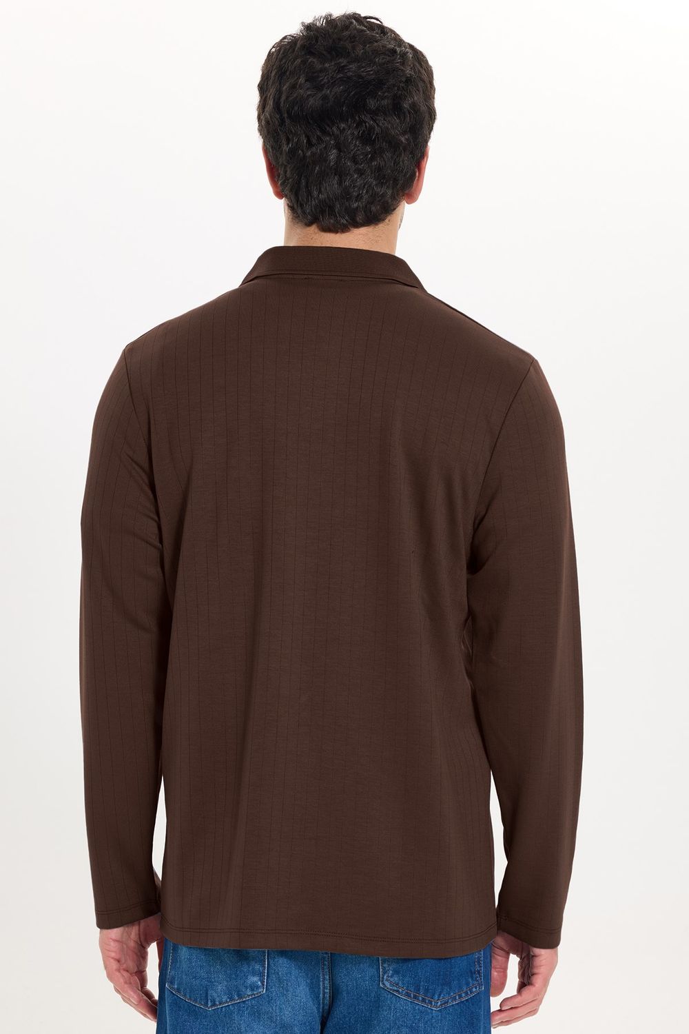 SLIM FIT LONG SLV STRIPED POLO COLLAR  T-SHIRT OYS