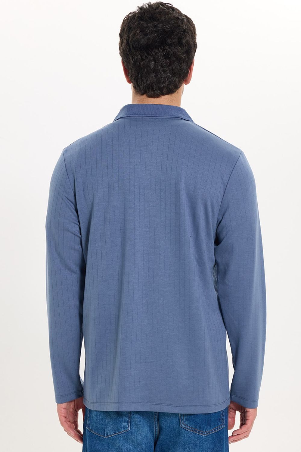 SLIM FIT LONG SLV STRIPED POLO COLLAR  T-SHIRT OYS