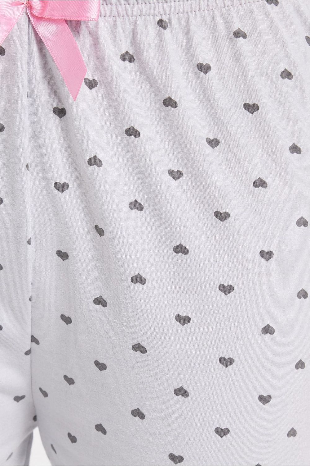 Kadın Regular Fit Klasik Kesim Viskon Beli Lastikli Fiyonk Detaylı Baskılı Gri Pijama Altı