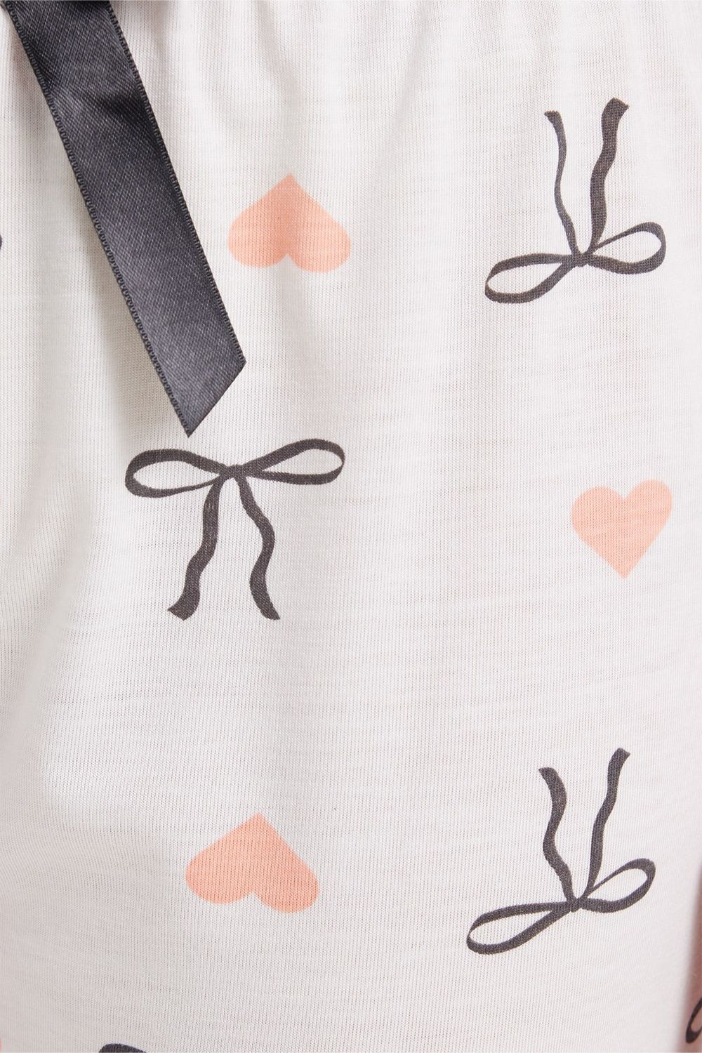 Kadın Regular Fit Klasik Kesim Viskon Beli Lastikli Fiyonk Detaylı Baskılı Beyaz Pijama Altı