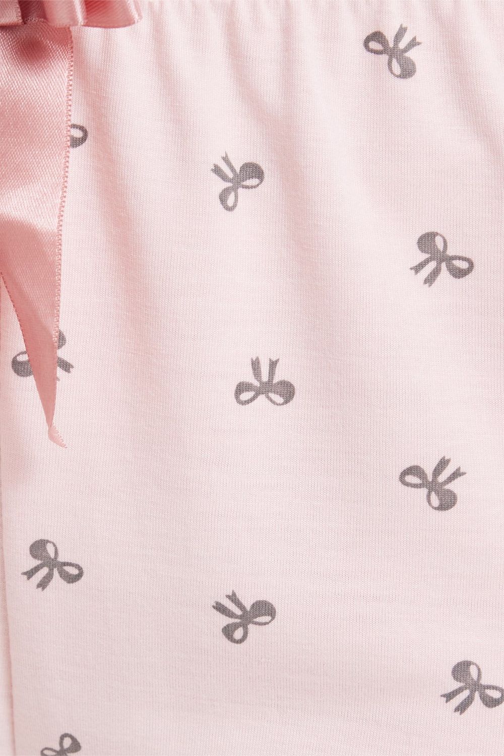 Kadın Regular Fit Klasik Kesim Viskon Beli Lastikli Fiyonk Detaylı Baskılı Pembe Pijama Altı