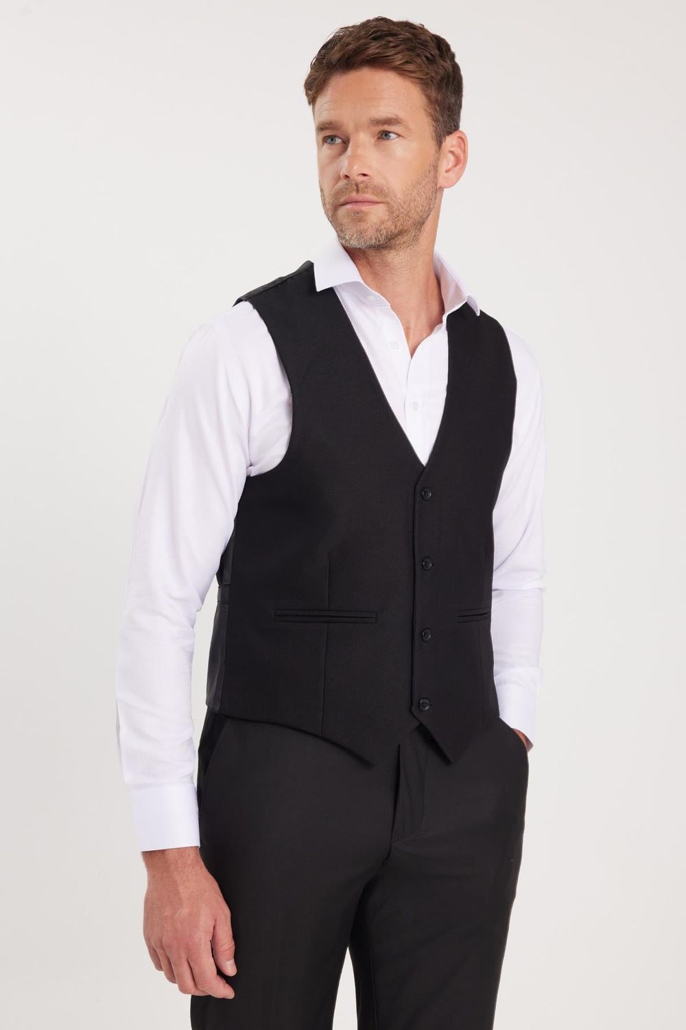 Slim Fit Düz Cepli Erkek Yelek