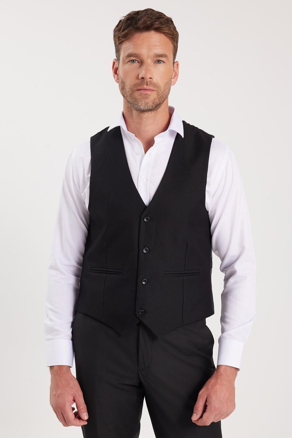 Slim Fit Düz Cepli Erkek Yelek