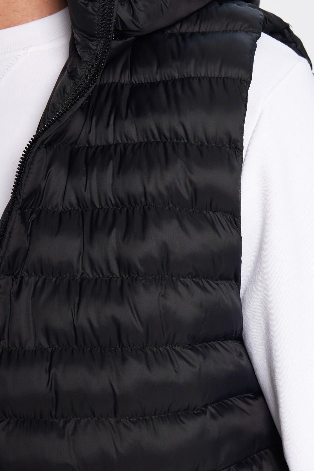 Erkek Slim Fit Dar Kesim Astarlı Rüzgar Geçirmez Cepli Siyah Çıkarılabilir Kapüşonlu Şişme Yelek