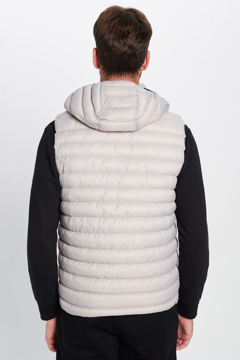 Erkek Slim Fit Dar Kesim Astarlı Rüzgar Geçirmez Cepli Taş Renk Çıkarılabilir Kapüşonlu Şişme Yelek
